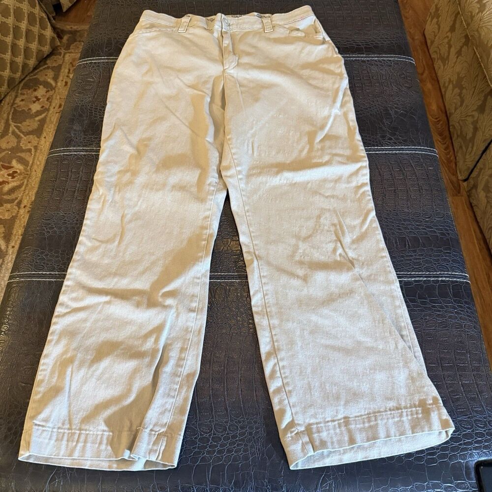 Lee Comfort Stretch Waistband Pants Womens 16 Short Beige Stretch Casual Chino